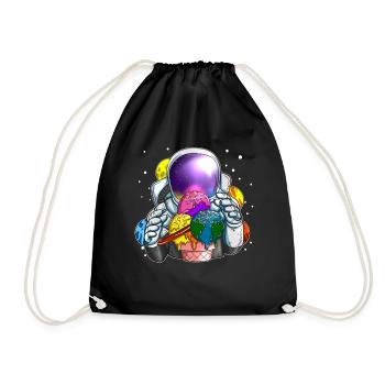 Astronauten Eiscreme Kosmonaut Eiskugeln Weltall - Turnbeutel - Schwarz - Vorne
