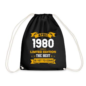 April 1980 Geburtstagsgeschenk - Turnbeutel - Schwarz - Vorne
