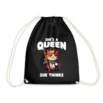Elle est une reine mignonne amoureuse des chats - Sac de sport léger - noir - Devant