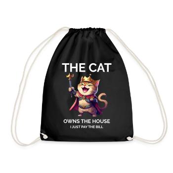 Proud Cat Owner Cat Mom - Drawstring Bag - black - Front
