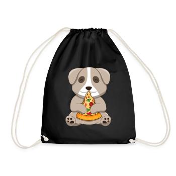 Dog Lovers Puppy Dog Owner Pizza - Drawstring Bag - black - Front
