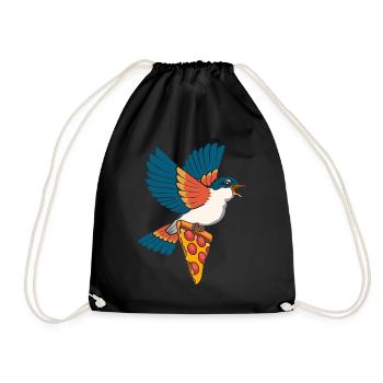 Pizza-Esser Vogelliebhaber Ornithologie Vogel - Turnbeutel - Schwarz - Vorne