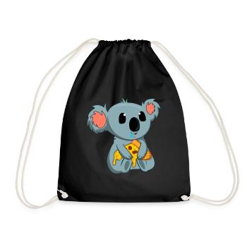 Pizza Eater Koala Lovers Animal Koala Bear - Drawstring Bag - black - Front