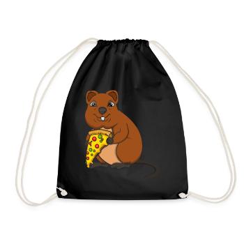 Pizza Whisperer Quokka Lover Wildlife Animal - Drawstring Bag - black - Front