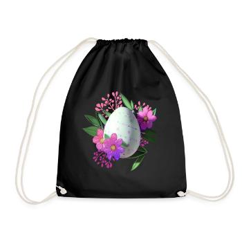 Flowers Easter Egg Floral - Drawstring Bag - black - Front