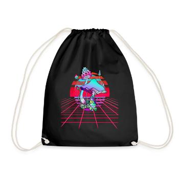 Psychedelic Mushrooms - Retro Wave Sunset - Drawstring Bag - black - Front