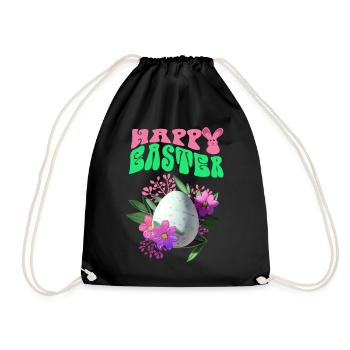 Frohe Ostern Osterei Blumenkunst - Turnbeutel - Schwarz - Vorne