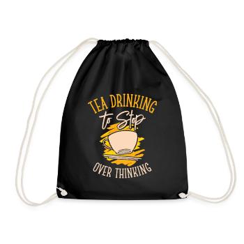 Tea Overthinking Tea Lover Teetasse Overthinker - Turnbeutel - Schwarz - Vorne