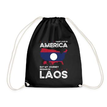 Geboren als Laotin Laos Amerikanerin USA - Turnbeutel - Schwarz - Vorne