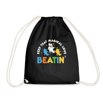 Rainbow Animal Singing Playing Unicorn Lover - Drawstring Bag - black - Front