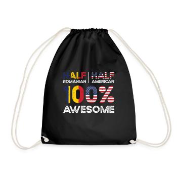 Born Romanian Romania American USA Citizenship - Drawstring Bag - black - Front