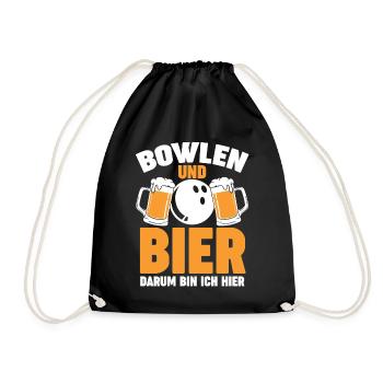 Bier Bowler Bowlen Kegeln Bowling - Turnbeutel - Schwarz - Vorne