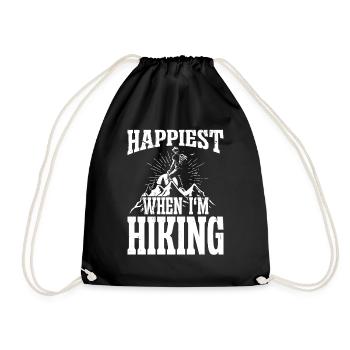 Happiest when i'm Hiking - Turnbeutel - Schwarz - Vorne