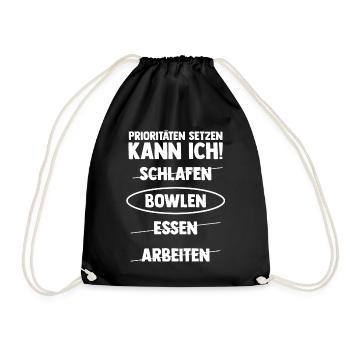 Bowler Bowlen Kegeln Bowling - Turnbeutel - Schwarz - Vorne