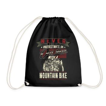Never underestimate an old man's mountain bike - Drawstring Bag - black - Front