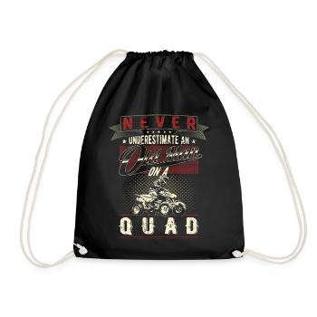 Never underestimate old man quad quad rider - Drawstring Bag - black - Front