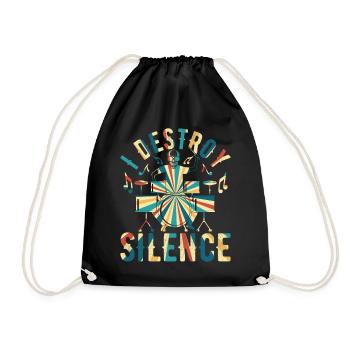 I Destroy The Silence - Drum Musician Drum Player - Drawstring Bag - black - Front