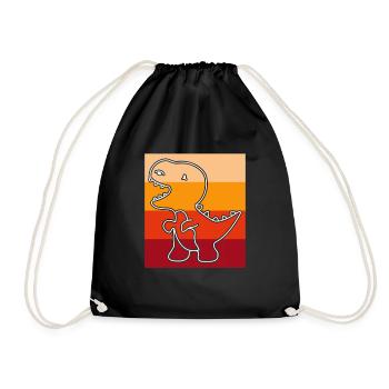Dino Dinosaur Retro - Drawstring Bag - black - Front