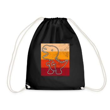 Dino Dinosaur Retro - Drawstring Bag - black - Front