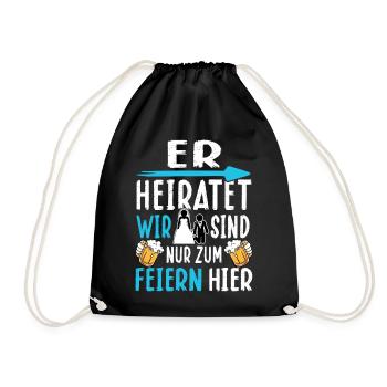 Junggesellenabschied T-Shirt Poltern Männer JGA - Turnbeutel - Schwarz - Vorne