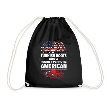 Born Turkish Turkey American USA Citizenship - Drawstring Bag - black - Front