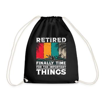 Retired finally Time for the important - Drawstring Bag - black - Front