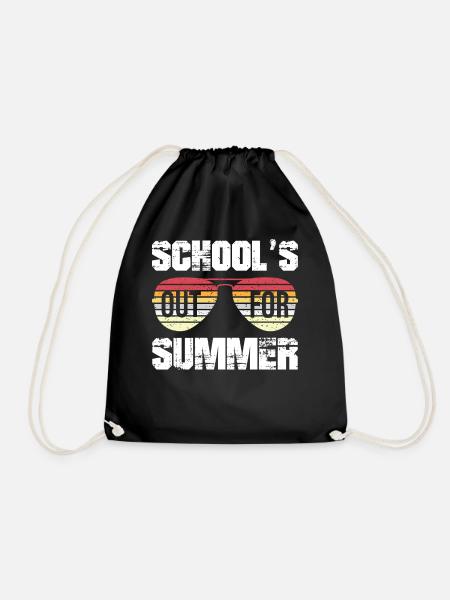 Schools Out For Summer Retro Vintage Style Summer - Drawstring Bag - black