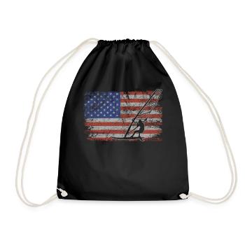 Windsurfen Retro USA Flagge Surfen 4th of July - Turnbeutel - Schwarz - Vorne