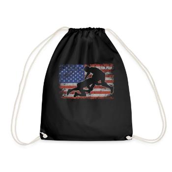 Ringen Retro USA Flagge Wrestling 4th of July - Turnbeutel - Schwarz - Vorne