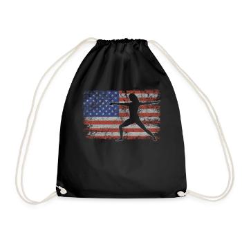 Yoga Retro USA Flag Fitness 4th of July Yoga - Drawstring Bag - black - Front