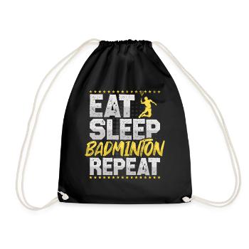 Federball Eat Sleep Repeat Badminton Federball - Drawstring Bag - black - Front