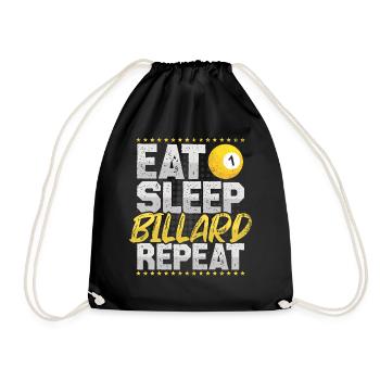 Billard Eat Sleep Repeat Billardkugel Billard - Turnbeutel - Schwarz - Vorne