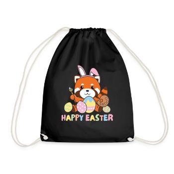 happy easter süßes Roter Panda Ostern mit - Turnbeutel - Schwarz - Vorne