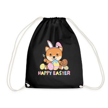 joyeuses Pâques sucrées Shiba Inu Pâques avec œufs de Pâques - Sac de sport léger - noir - Devant