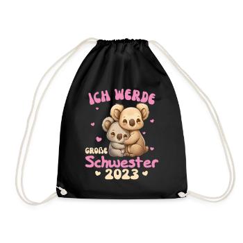 I will be big sister 2023 for siblings - Drawstring Bag - black - Front