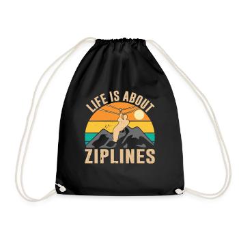 Life consists of ziplines Sport Ziplining - Drawstring Bag - black - Front