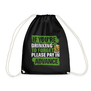 Please Pay In Advance Funny Bartender - Drawstring Bag - black - Front
