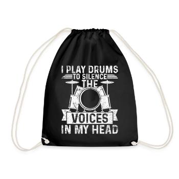Je joue de la batterie pour faire taire les voix dans ma tête - Dr - Sac de sport léger - noir - Devant