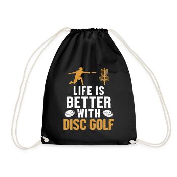 Life is Better with Disc Golf Frisbee Golf - Drawstring Bag - black - Front
