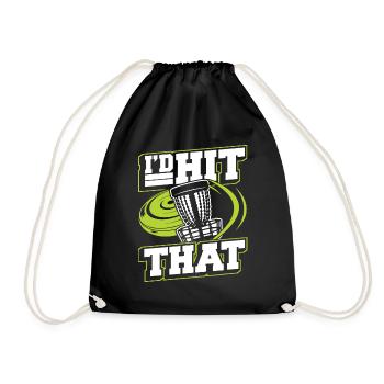 I'd Hit That Frisbee Golf Basket Disc Disc - Drawstring Bag - black - Front