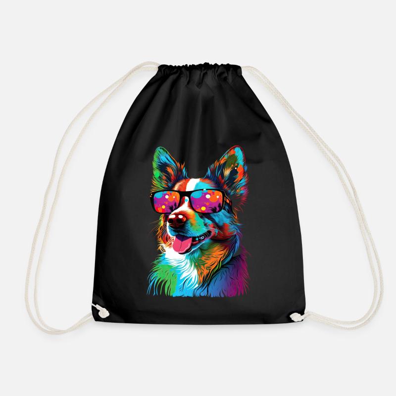 Super süße Retro Regenbogen Anime Corgi Corgeek Kunst - Turnbeutel - Schwarz