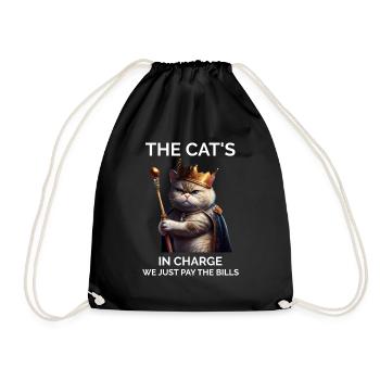 The Cats in Charge Royal Cat - Drawstring Bag - black - Front