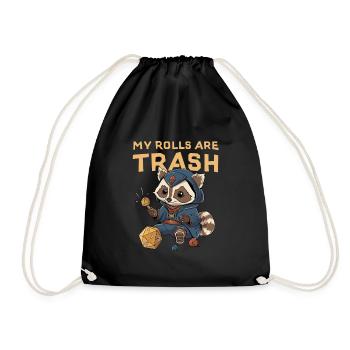 RPG Racoon Trash D20 Cube Design for an RPG - Drawstring Bag - black - Front