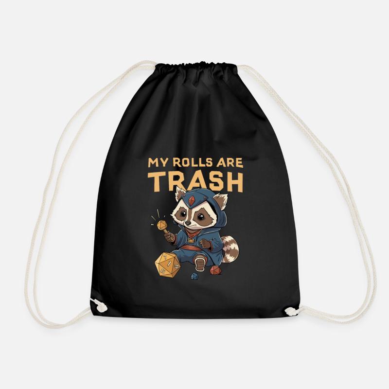 RPG Racoon Trash D20 Würfel Design für einen RPG - Turnbeutel - Schwarz
