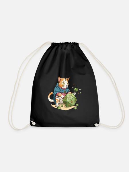 RPG Meow Cat D20 Würfel Design für einen RPG GAMER - Turnbeutel - Schwarz