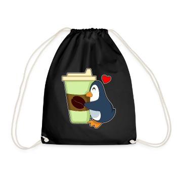 Pinguin Coffee to go - Turnbeutel - Schwarz - Vorne