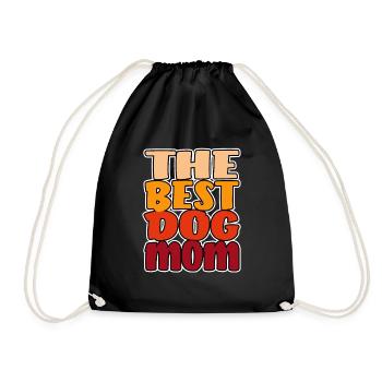 best dog mom retro - Drawstring Bag - black - Front