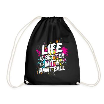 Life is better with paintball team sports - Drawstring Bag - black - Front