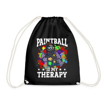 Paintball is my therapy color sports player - Drawstring Bag - black - Front