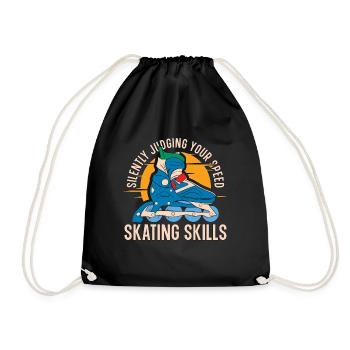Speed Skating Silently Judging Your Short Track - Drawstring Bag - black - Front
